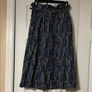 Eva Mendes-NY&Co Blue High-Waist Textured Skirt with Belt & Pockets